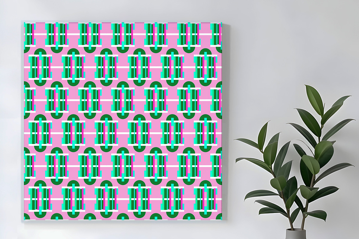 Geometric Ovals Pink and Green, a Pattern Graphic by Sharon Schwalbe (Photo 2 of 5)