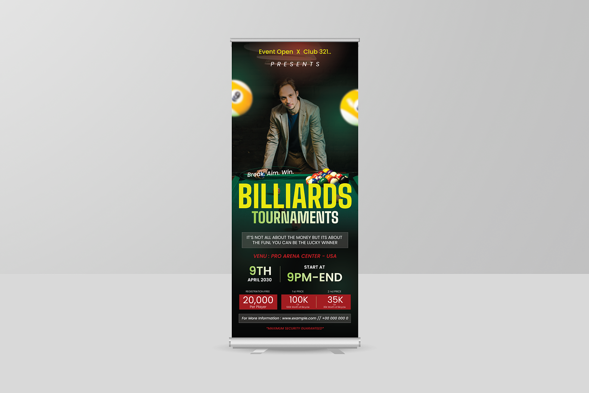 Billiards Tournament Roll Up Banner, a Poster Template by Annora Studio (Photo 4 of 5)