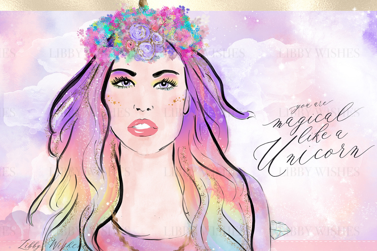 Unicorn Dreams clipart, an Illustration by Libby Wishes (Photo 4 of 11)