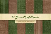 12 Green Christmas Kraft Papers, a Texture Graphic by Orange Fox (Thumbnail 1 of 3)