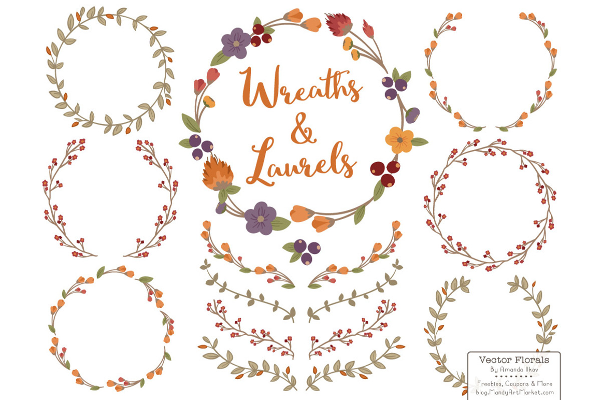 Autumn Vector Flower Wreaths, a Seasonal Illustration by Amanda Ilkov (Photo 1 of 3)