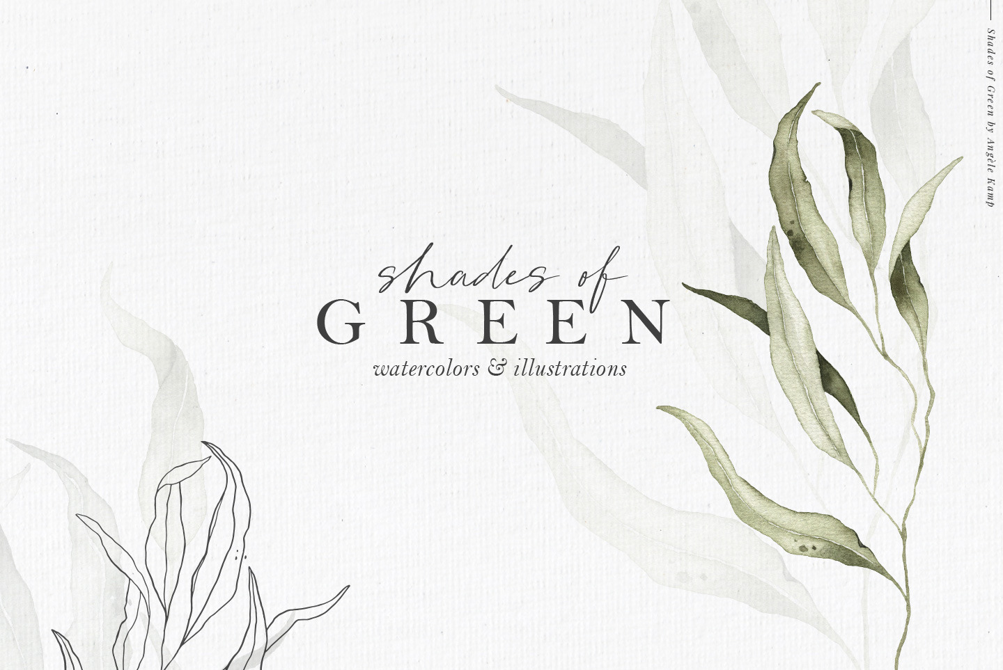 Shades of Green watercolor art, an Illustration by Angele Kamp