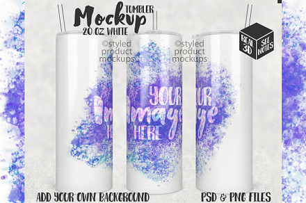 20oz skinny tumbler mockup