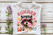 Funny Raccoon Summer Beach PNG, a Work Illustration by Sublimation Artist (Thumbnail 3 of 9)