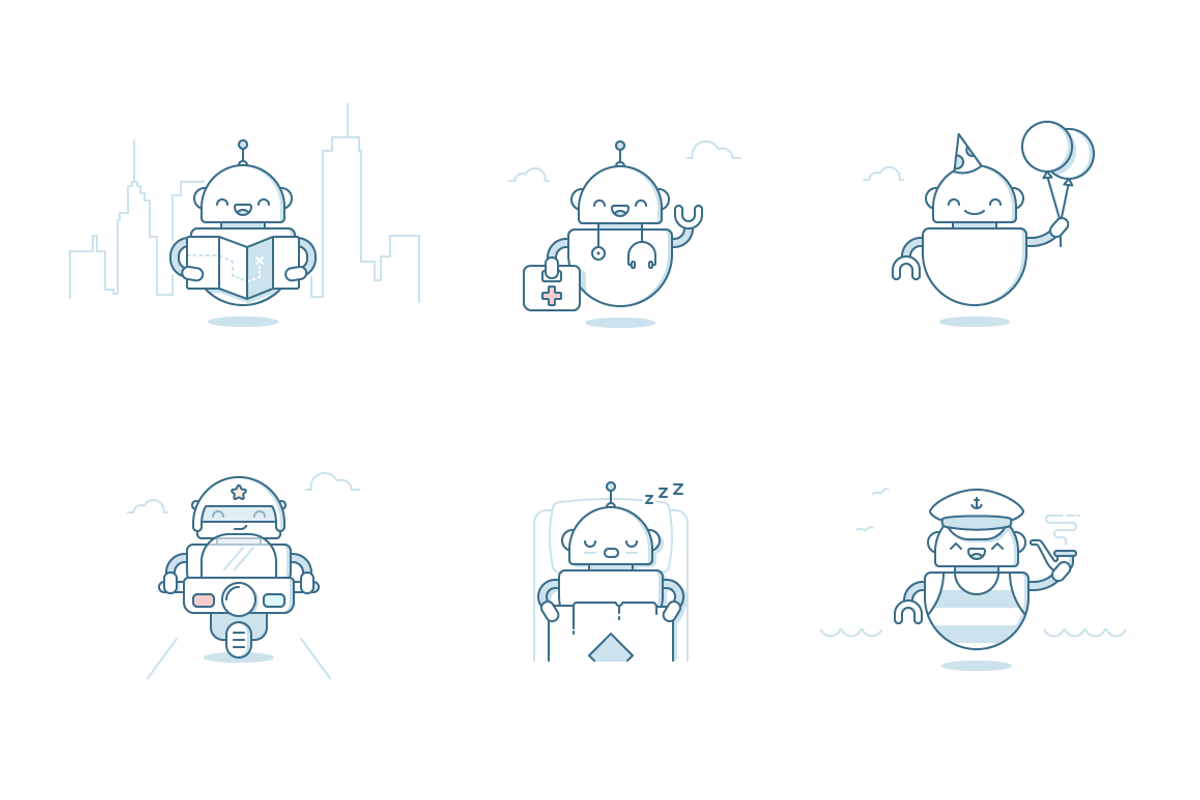 16 Robots Illustrations, an Illustration by SHER-SHAK (Photo 3 of 4)