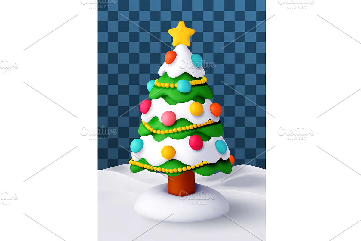 Cartoon Christmas tree with colorful, an Object Illustration by Abscent