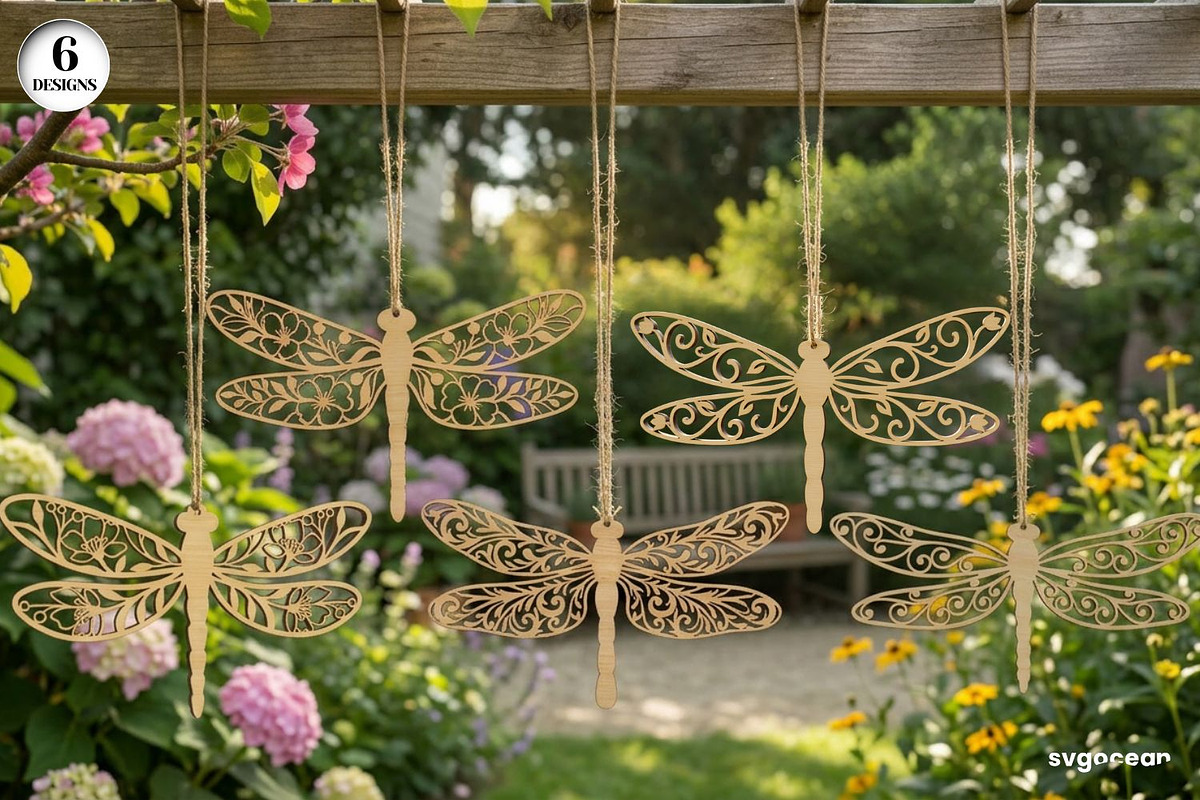 Spring Dragonfly Ornaments Bundle, a Decorative Illustration by svgocean (Photo 1 of 8)