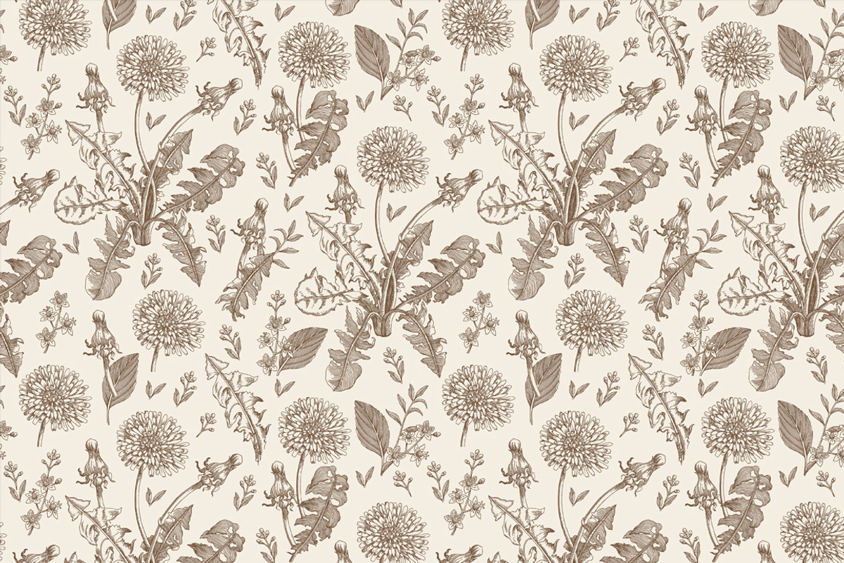 4 Seamless Flowers Dandelion Vintage, a Pattern Graphic by Vintage (Photo 6 of 11)