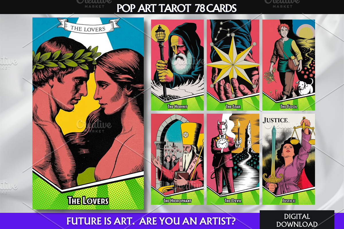 Pop Art Tarot Cards Deck, a Decorative Illustration by Mugio (Photo 1 of 5)