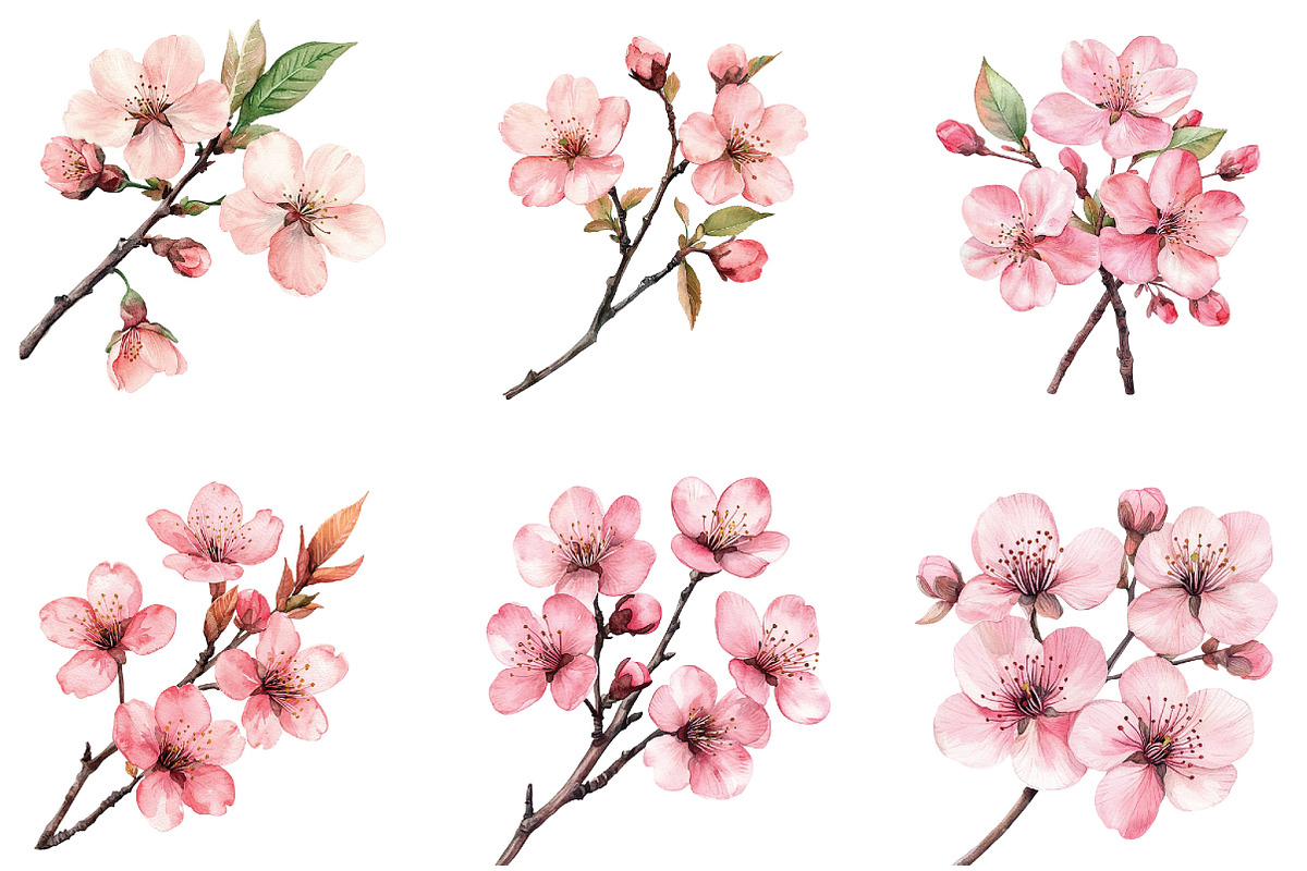 Cherry blossom branch Clipart, a Seasonal Illustration by Designking (Photo 5 of 5)