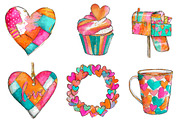 Watercolor Cute Valentine Clipart, an Illustration by CreationArt (Thumbnail 7 of 7)