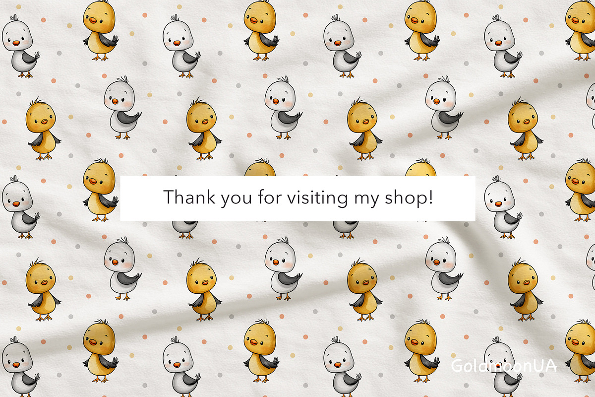 Little Chicks Patterns & Clipart, an Animal Illustration by GoldmoonUA (Photo 5 of 5)