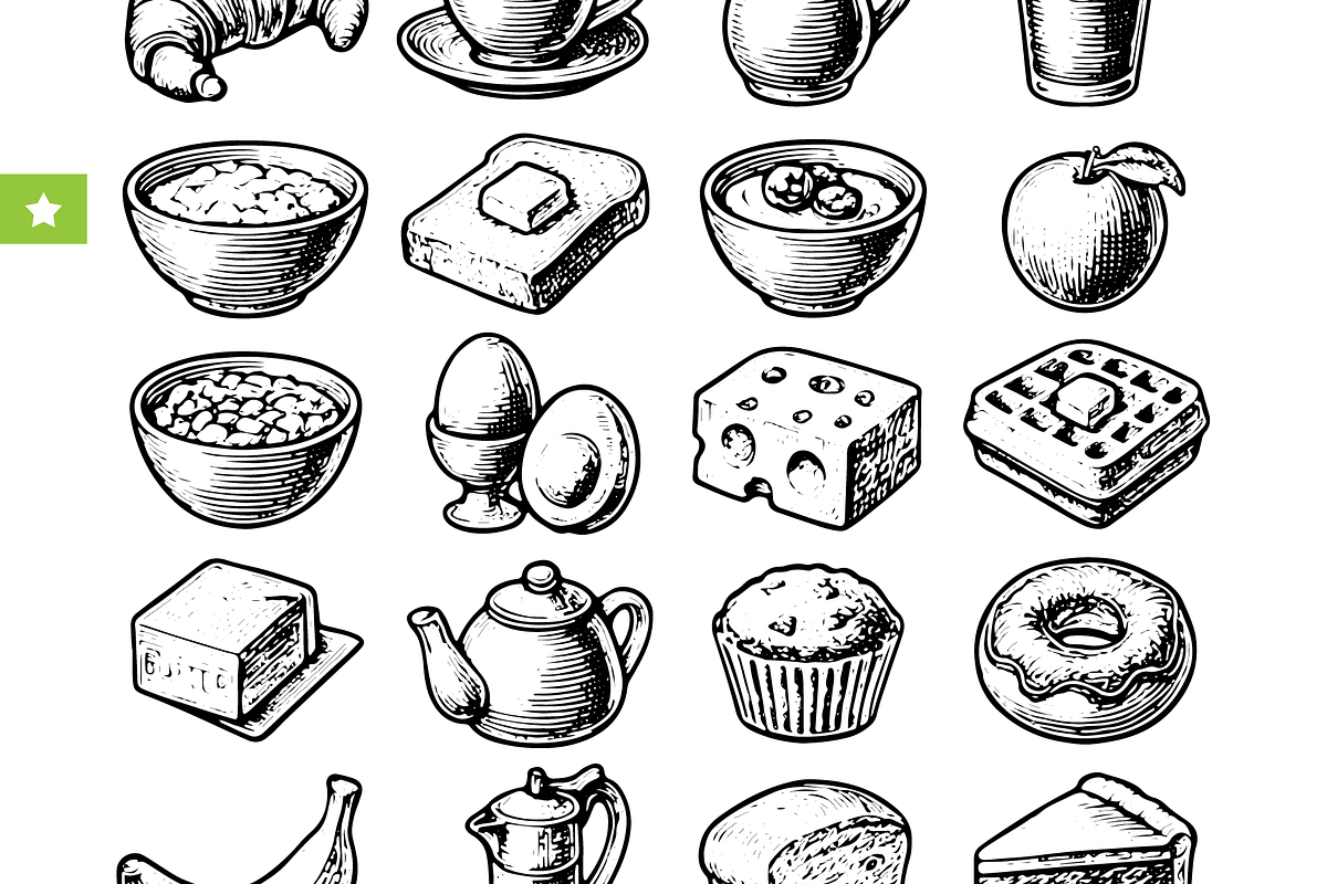 Vintage Breakfast Food Illustrations, an Object Graphic by RT Studio (Photo 2 of 3)