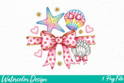 Floral Coquette Seashell PNG, an Illustration by Watercolor design (Thumbnail 1 of 3)