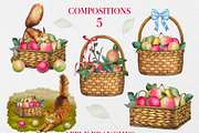 Watercolor Apple Garden Clipart, an Illustration by DiashaArt (Thumbnail 2 of 11)