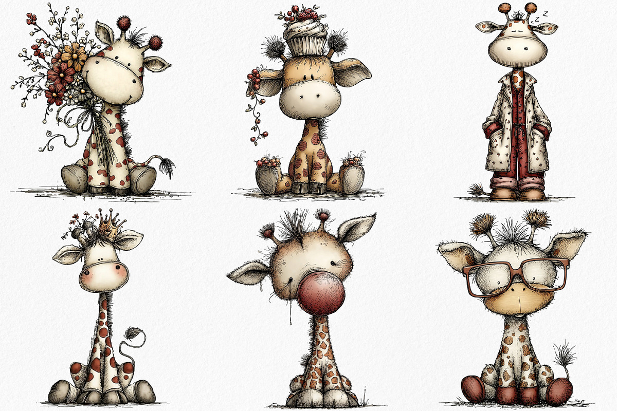 Cute Funny Giraffe Clipart, an Illustration by Canvas Craft (Photo 4 of 7)