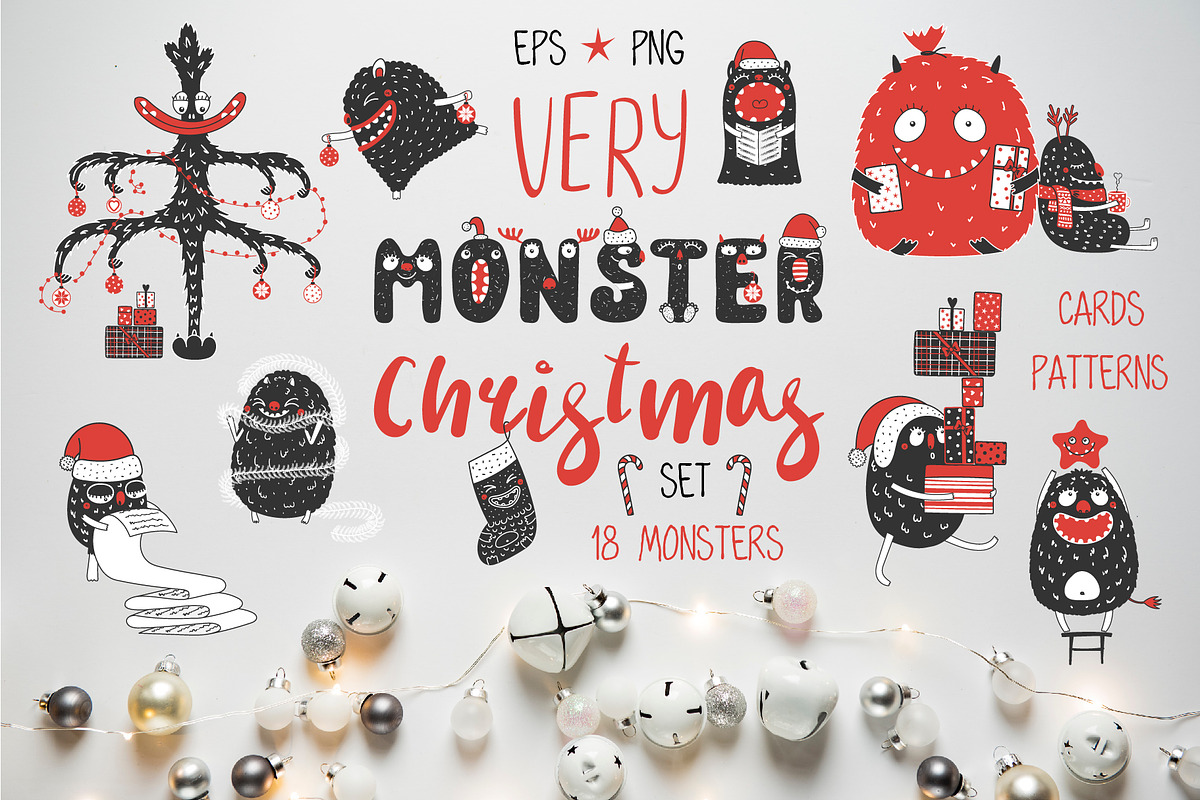 Very Monster Christmas Vector Art, a Seasonal Illustration by sceptical cactus (Photo 1 of 9)