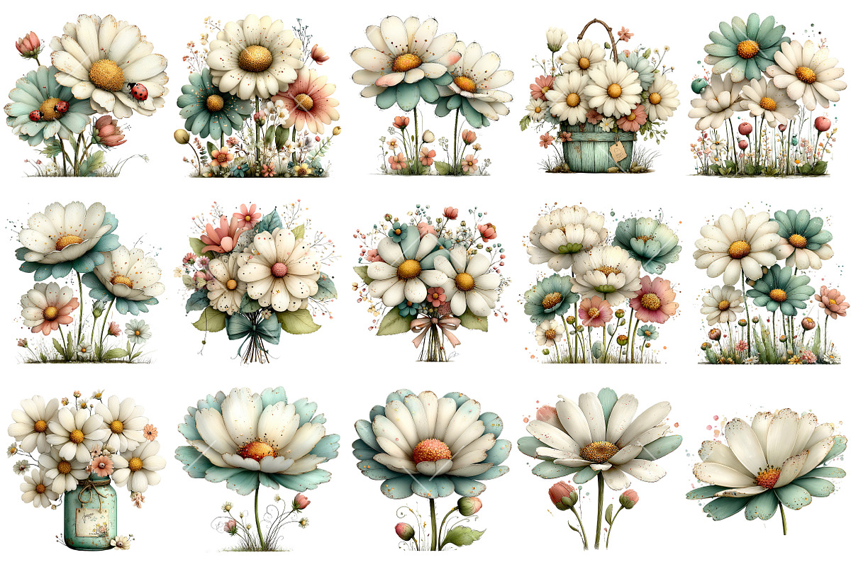 Spring Daisy Flower Clipart, an Illustration by OK Design (Photo 2 of 6)