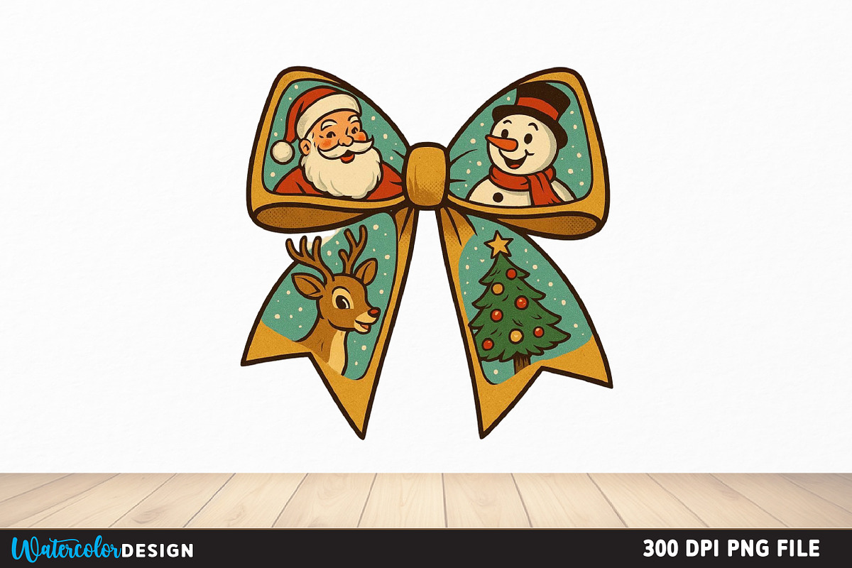 Christmas Coquette Bow Png, an Illustration by Watercolor design (Photo 3 of 6)