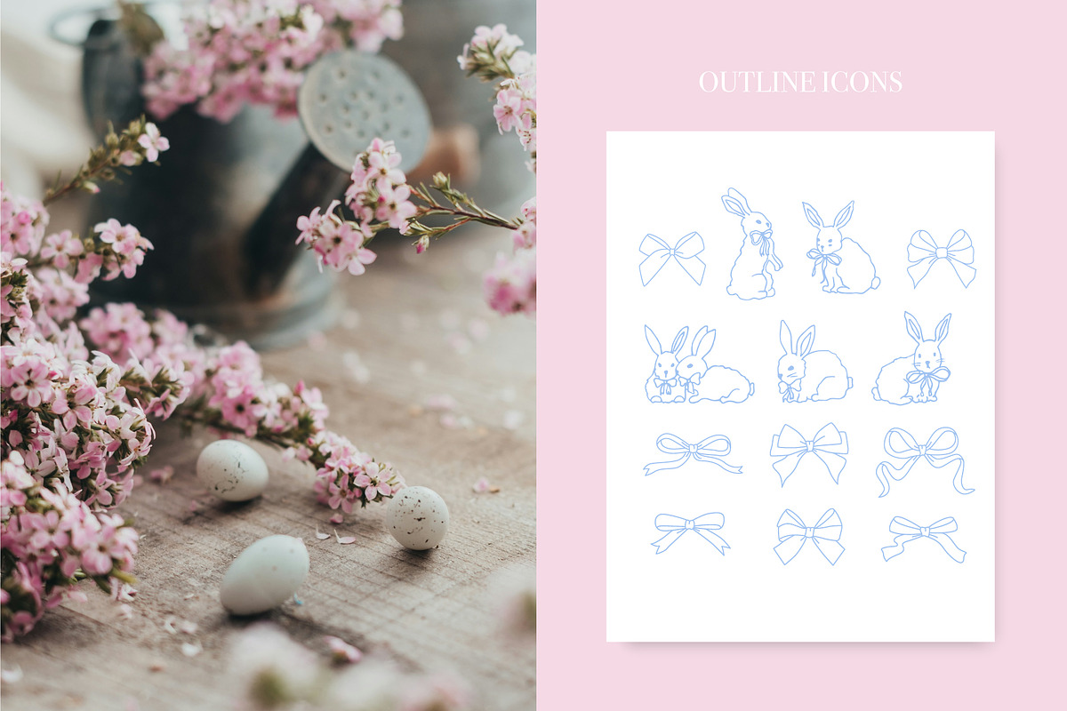 Coquette Bunnies hand drawn vectors, an Animal Illustration by yabluko_draws (Photo 5 of 6)