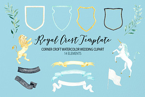 Watercolor Royal Crest Template