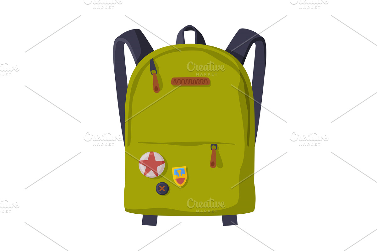 Green Backpack with Front Zippered, an Object Illustration by TopVectors