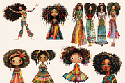 AFRO BOHO GIRLS ALL AGES CLIPART, a Person Illustration by Daring Digies (Thumbnail 6 of 10)