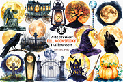 Full Moon Spooky Halloween Clipart, an Illustration by Canvas Craft (Thumbnail 1 of 7)