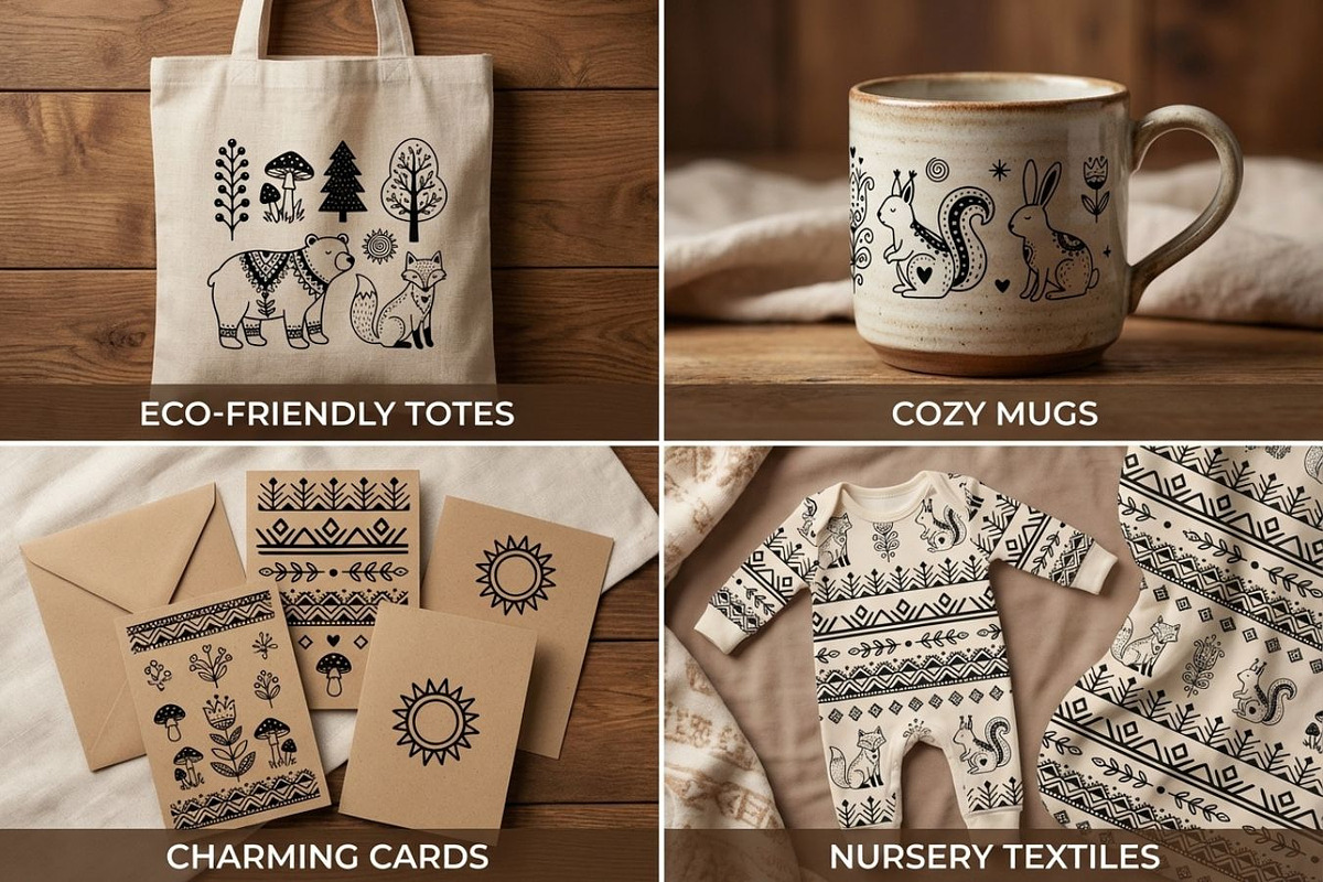 Folk Art Animal Clipart Bundle, a Graphic by PassionPNGcreation (Photo 2 of 6)