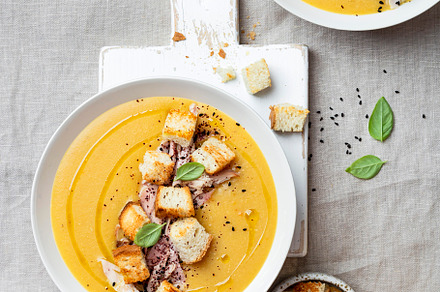 lentil cream soup with croutons, a Food & Drink Photo by Marina_Pronina