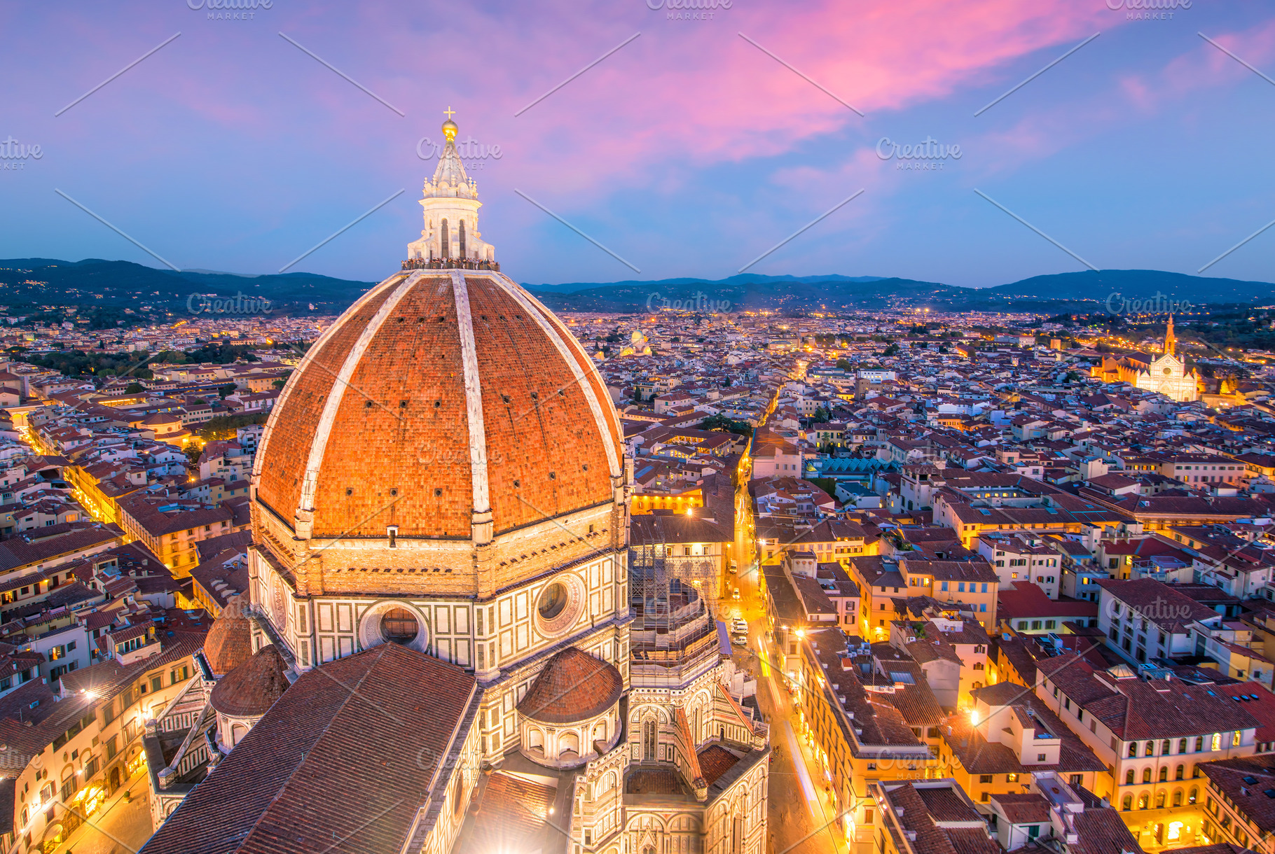 View of Florence skyline from top view, an Architecture Photo by f11photo