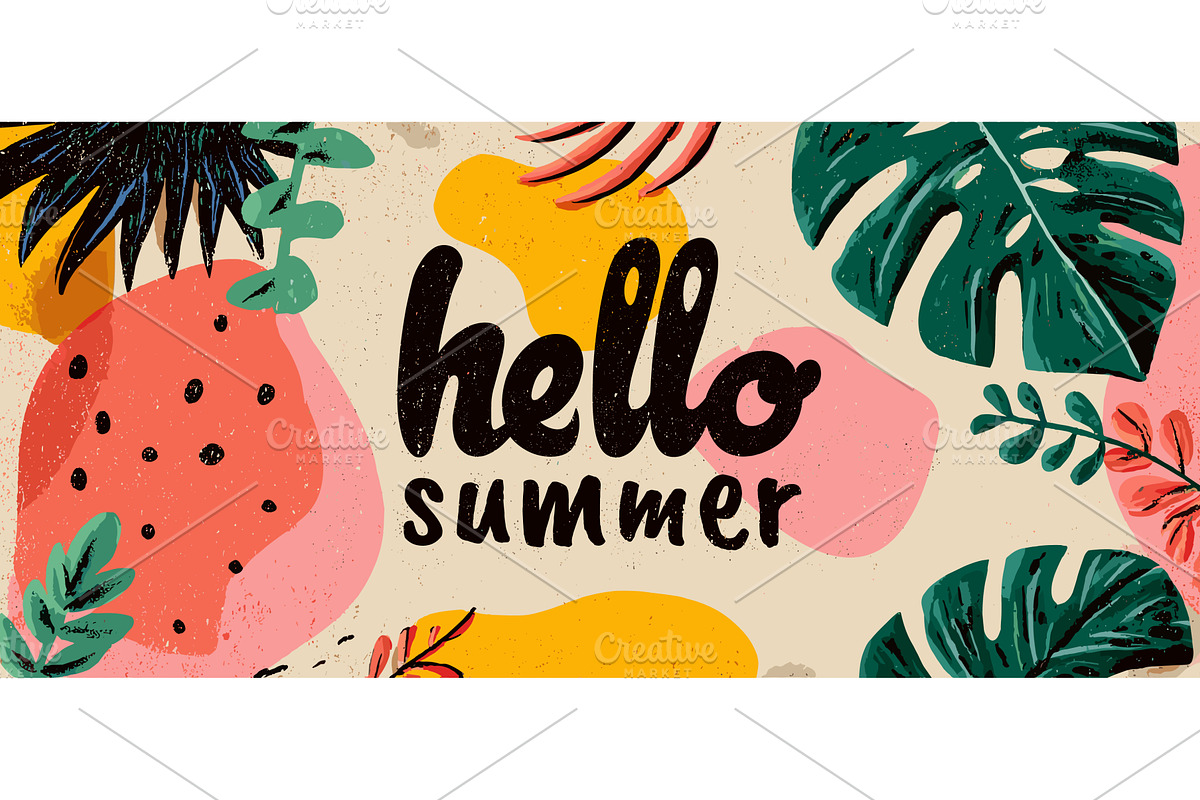 Summer abstract banner. Doodle, an Illustration by Stock-Smart-Start