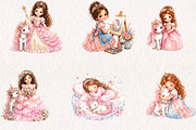 Princess and Unicorn Watercolor, a Seasonal Illustration by CreationArt (Thumbnail 4 of 8)