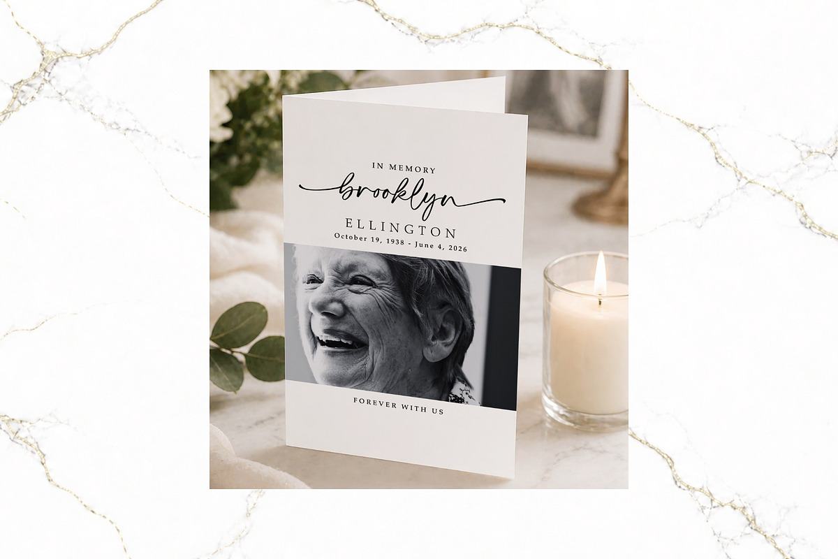 Funeral Bifold Program Canva FR004, a Brochure Template by TyphoonStudio (Photo 3 of 10)