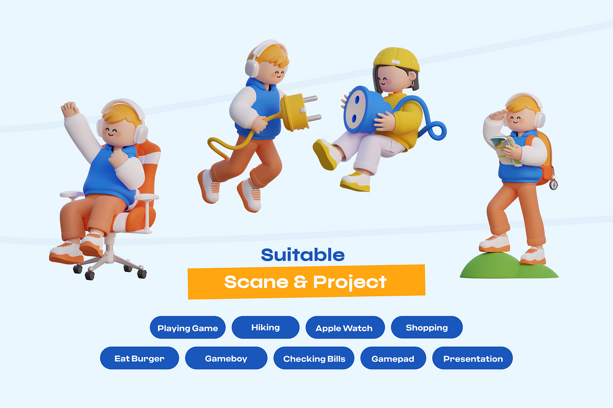 Cute 3D characters, an Object 3D Model by orenjidesign (Photo 4 of 8)