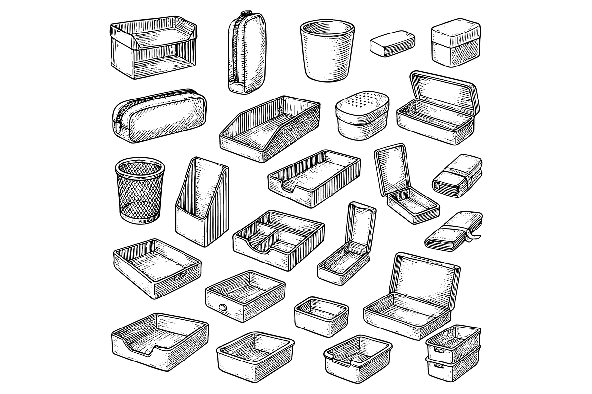 Storage Boxes and Organizer Set, an Object Graphic by RT Studio