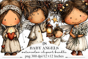 Whimsical Baby Angels Clipart, an Illustration by Designking