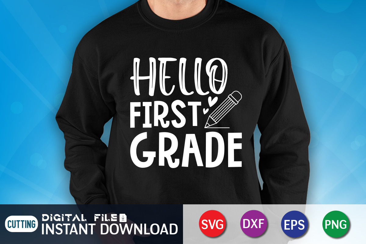 Hello First Grade SVG, an Education Illustration by FunnySVGCrafts (Photo 3 of 3)