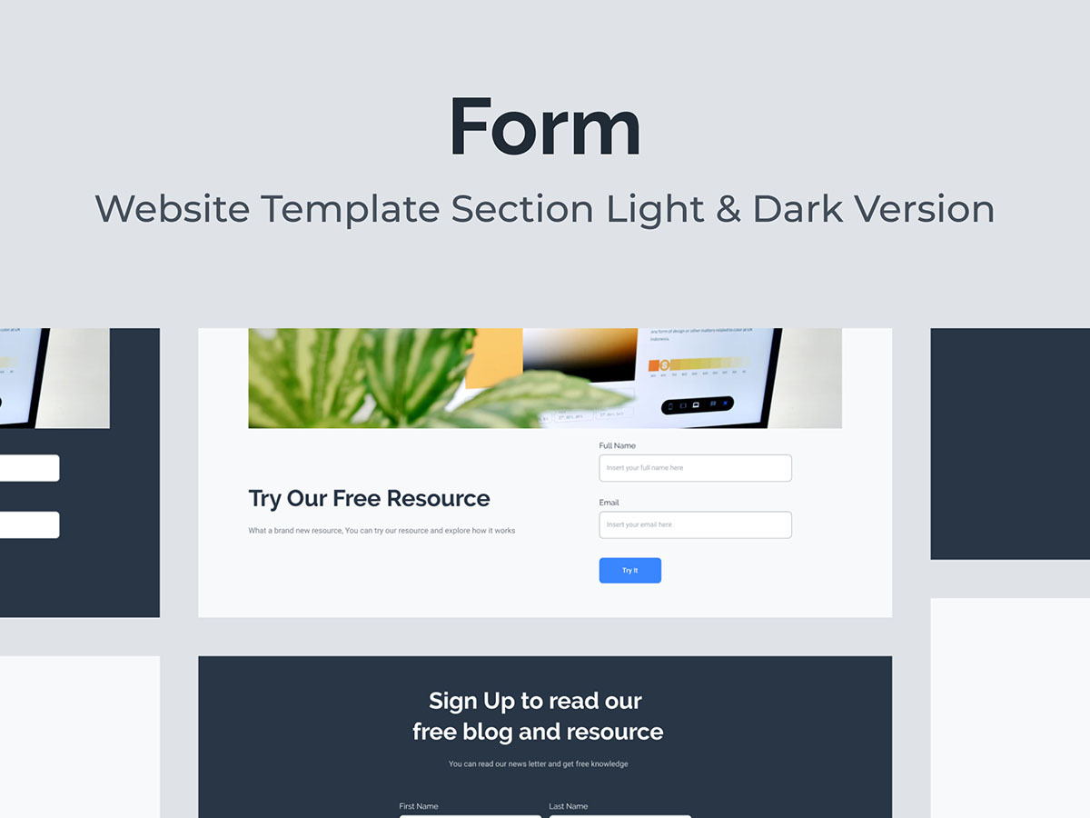 Web Input Form Section Template, a Landing Page Template by Kreativ ...
