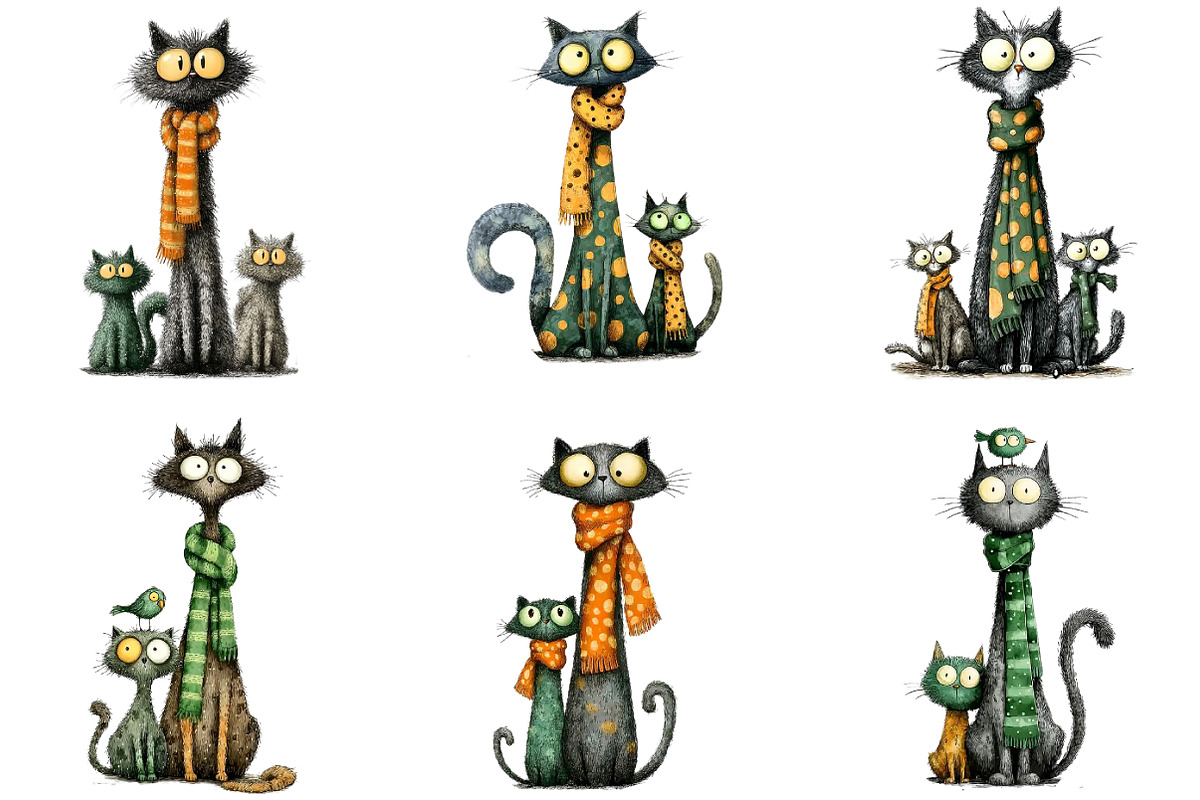 Quirky Christmas Cat Gang Clipart, an Illustration by DreamArtGraphic (Photo 5 of 5)