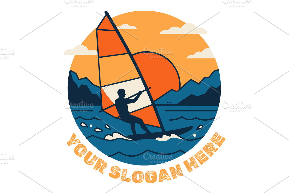 Person Windsurfing on Ocean vector, an Object Illustration by nandinigraphics (Photo 2 of 3)