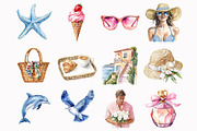 Watercolor Summer Chic Clipart, an Illustration by Design Market (Thumbnail 3 of 5)