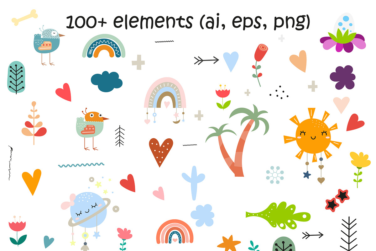 Dinosaur clipart & patterns bundle, an Animal Illustration by Nursery Art (Photo 3 of 10)