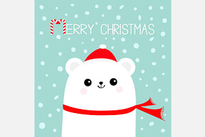 Merry Christmas Polar Bear Santa Hat