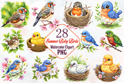 Summer Baby Birds Clipart, an Illustration by RobertsArt (Thumbnail 1 of 7)