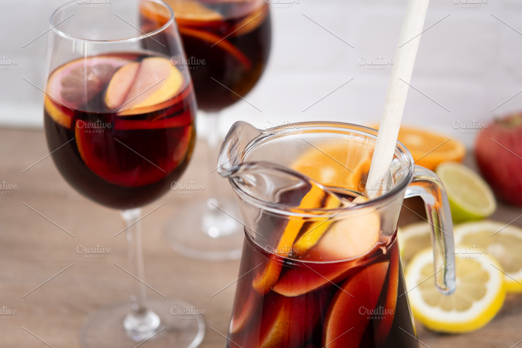 Sangria cocktail with fresh fruit, a Photo by etorres69