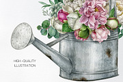 Rustic white peony bouquet clipart, an Object Illustration by yana.fefelova (Thumbnail 5 of 5)