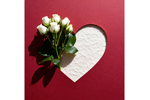 White roses bouquet placed on red, a Nature Photo by tilialucida