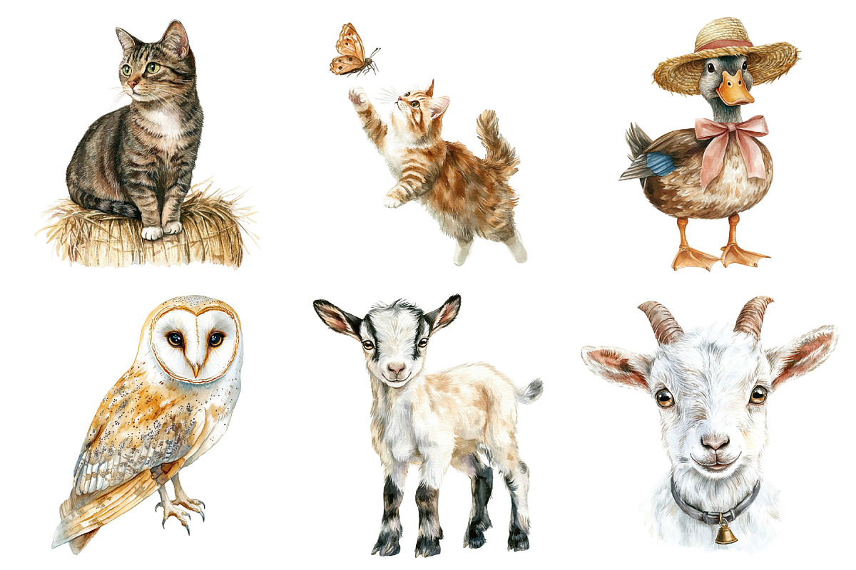 Farm Yard Animals, Clipart, an Illustration by Daily.Designs (Photo 3 of 5)