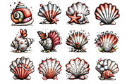 Whimsical Summer Seashell Clipart, an Illustration by DreamArtGraphic (Thumbnail 3 of 4)